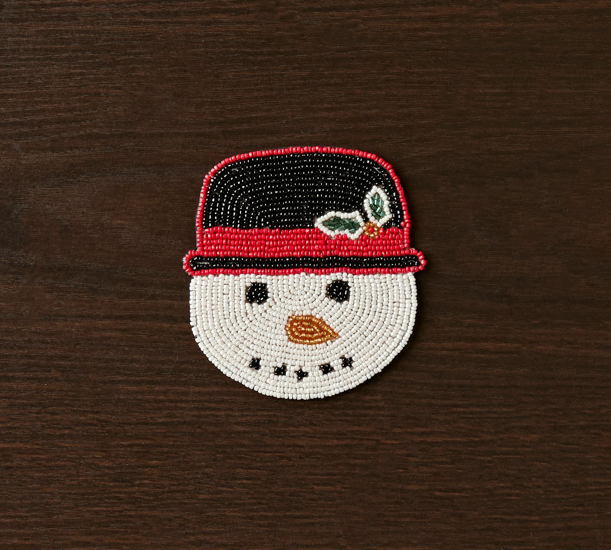 Snowman Handcrafted Beaded Coasters, Set of 4