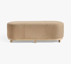 Jake Leather Wood Base Bench (32"-56")