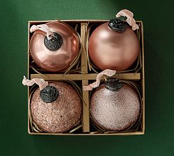 LoveShackFancy Antique Rose Gold &amp; Glitter Ornament - Set of 4