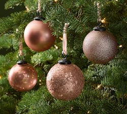 LoveShackFancy Antique Rose Gold &amp; Glitter Ornament - Set of 4