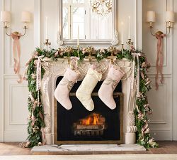 LoveShackFancy Velvet Floral Quilted Stocking