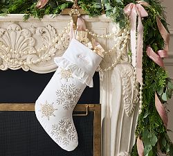 LoveShackFancy Beaded Snowflake Stocking