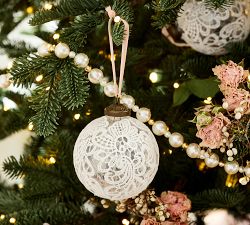 LoveShackFancy Lace Ball Ornament - Set of 4
