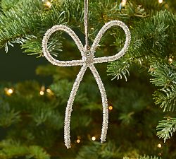 LoveShackFancy Silver Beaded Bow Ornament