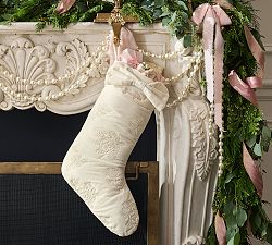 LoveShackFancy Velvet Floral Quilted Stocking