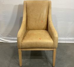 Open Box: York Leather Dining Armchair - Keystone Sandstone, Seadrift
