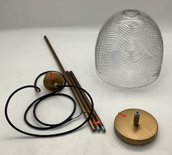Open Box: Evangeline Glass Leaf Round Pendant (10") - Vintage Brass
