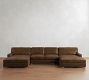 Turner Square Arm Leather Double Chaise Sectional (136"&ndash;169")