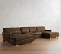 Turner Square Arm Leather Double Chaise Sectional (136"&ndash;169")