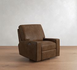 Turner Square Arm Leather Power Swivel Glider Recliner