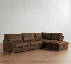 Turner Square Arm Leather Return Bumper Sectional (106"&ndash;125")