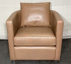 Open Box: Ayden Barrel Leather Swivel Chair (32") - Churchfield Camel