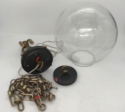 Open Box: Anthony Recycled Glass Globe Pendant, Small (14"Diam) - Bronze &amp; Tumbled Brass