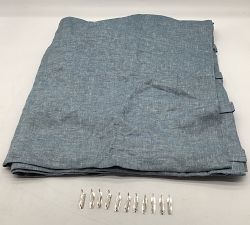 Open Box: Belgian Flax Linen Light Filtering Curtain (54"W x 84"L) - Blue Chambray