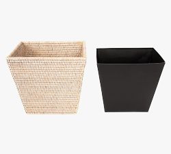 Tava Handwoven Rattan Tapered Waste Basket with Metal Insert