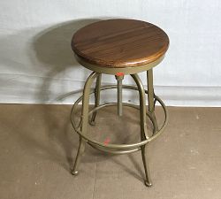 Open Box: Leary Reclaimed Wood Swivel Counter Stool (26") - Brass