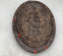 Open Box: Rustic Brown Ceramic Oval Tray (15.5"Diam)