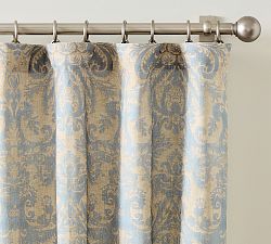 Open Box: Stella Damask Blackout Curtain (50"W x 84"L) - Steel Blue