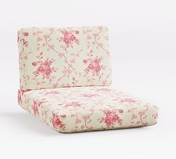 Open Box: Huntington Slim Slope Arm Swivel Outdoor Lounge Chair, Cushion Cover - High Performance Pattern LoveShackFancy Floral Pink