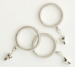 Open Box: Slim Quiet-Glide Curtain Clip Rings, Set of 10 (1.25"Diam) - Polished Nickel