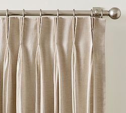 Open Box: Belgian Flax Linen Triple Pinch Pleat Blackout Curtain (50"W x 84"L) - Dark Flax