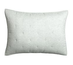 Open Box: Belgian Flax Linen Tufted Quilted Sham, Standard, Set of 2 - Mineral Blue