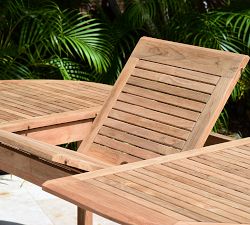 Nassau Teak Extendable Outdoor Dining Table (59"-79") + Monza Stackable Chair Set