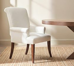 PB Comfort Roll Upholstered Dining Armchair