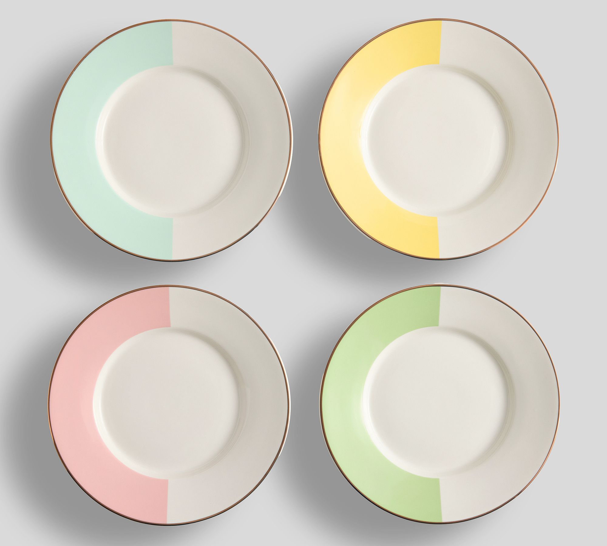 Cynthia Rowley Colorblock Stoneware Salad Plates - Mixed Set of 4