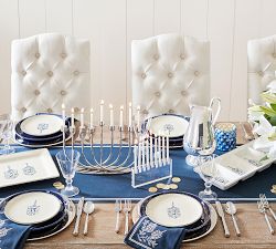 Hanukkah Embroidered Cotton/Linen Table Runner