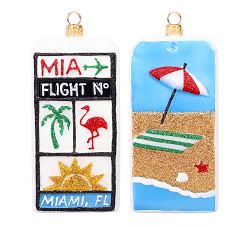 Handmade Heirloom Destination Luggage Tag Ornaments