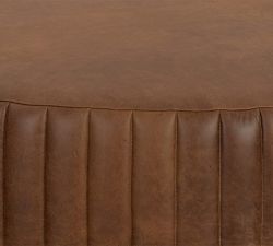 Oakdale Round Leather Ottoman (60")