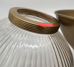 Open Box: Cooper Ribbed Glass Round Indoor/Outdoor Flush Mount (12") - Vintage Brass