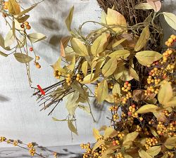 Open Box: Faux Oversized Golden Leaf and Berry Wreath (48"Diam)