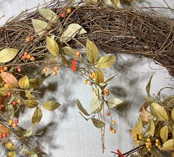Open Box: Faux Oversized Golden Leaf and Berry Wreath (48"Diam)