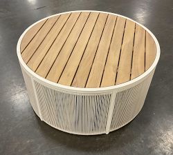 Open Box: Lakewood Rope Round Outdoor Coffee Table (34") - Ivory