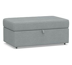 Open Box: Big Sur Square Storage Ottoman with Pull Out Table - Performance Heathered Basketweave Chambray
