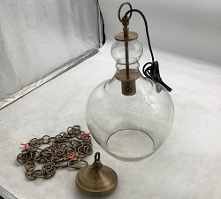 Open Box: Flynn Recycled Glass Pendant, Small (12"Diam) - Tumbled Brass