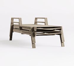 Open Box: Indio Eucalyptus &amp; Mesh Outdoor Stackable Chaise, Set of 2 - Weathered Gray