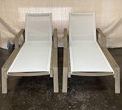 Open Box: Indio Eucalyptus &amp; Mesh Outdoor Stackable Chaise, Set of 2 - Weathered Gray