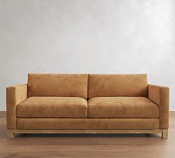Open Box: Jake Leather Wood Base Sofa (85"W, 36"D), 2X2 - Keystone Sandstone, Seadrift