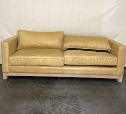 Open Box: Jake Leather Wood Base Sofa (85"W, 36"D), 2X2 - Keystone Sandstone, Seadrift