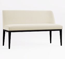 Open Box: Layton Banquette Bench - Performance Textured Chenille White, Blackened Oak