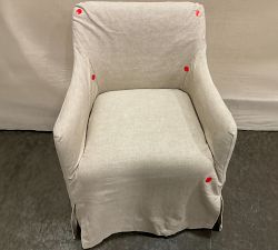Open Box: Maxine Slope Slipcovered Dining Armchair - Performance Rustic Linen Parchment, Seadrift