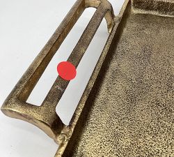 Open Box: Antiqued Metal Decorative Tray, Small Rectangle (22"W x 11"D) - Gold