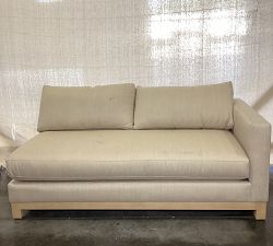Open Box: Jake Deep Seat Wood Base Right Loveseat with Bench - Sunbrella® Performance Herringbone Oatmeal, Seadrift