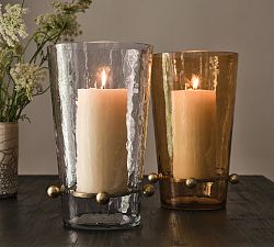 Ashley Stark Hammered Glass Hurricane Candle Holder 