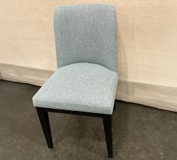 Open Box: Layton Dining Side Chair - Performance Heathered Basketweave Chambray, Blackened Oak