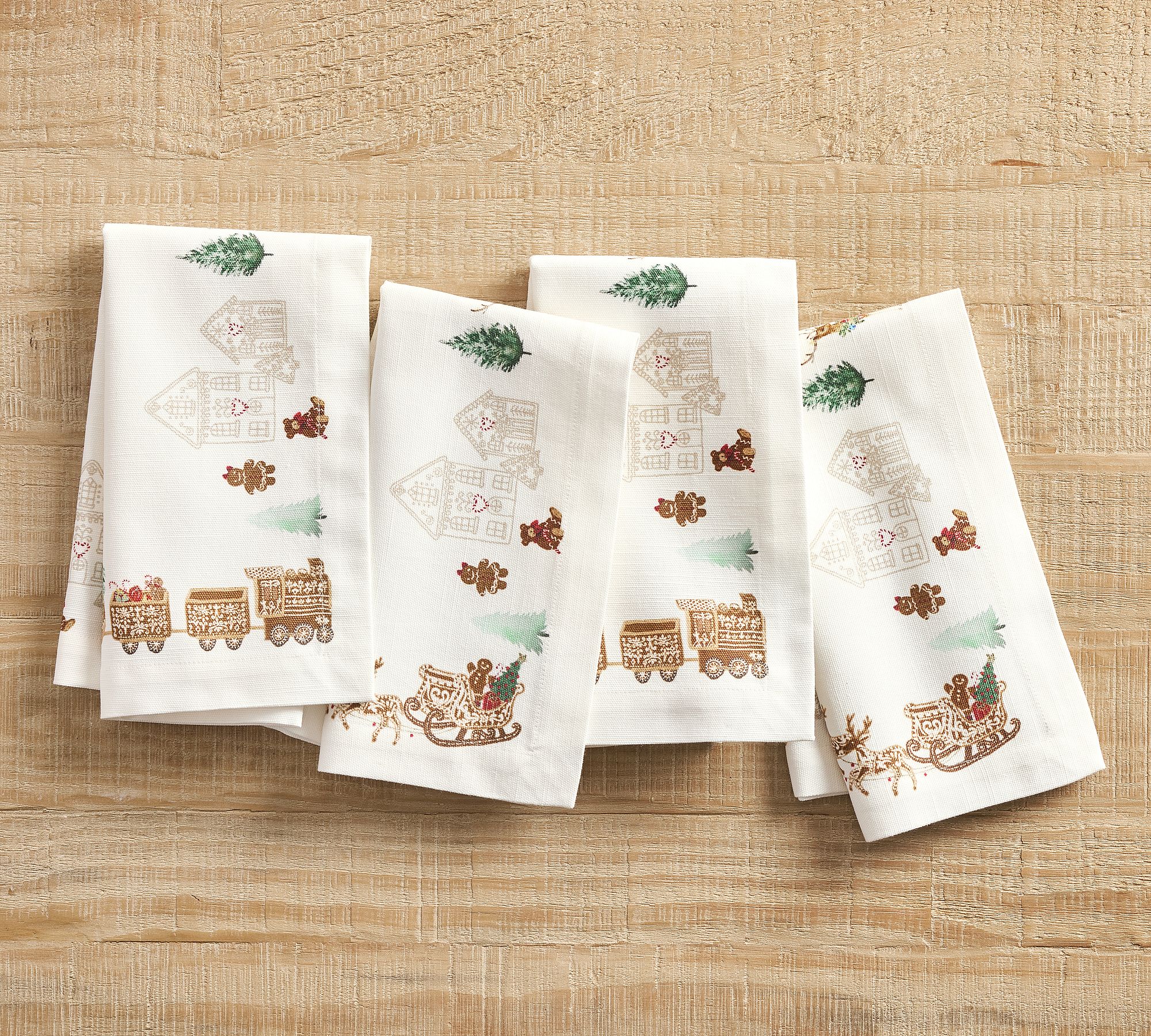 Gingerbread Train Cotton Napkins - Set of 4