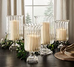 Fluted Glass Hurricane Candle Holder